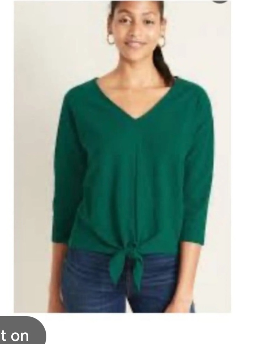Old Navy Shirt - emerald green 3/4 sleeve with tie waist